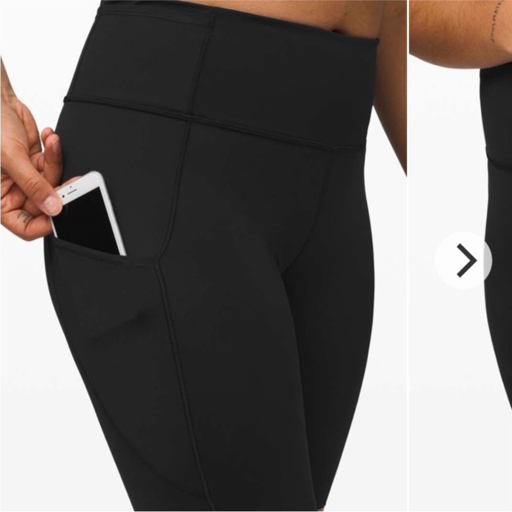Lululemon Black High-Waisted fast and free biker shorts with Pocket